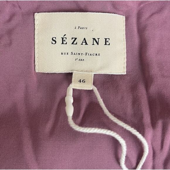 Sezane Noemia Mini Wrap Dress in Purple Flowers Long Sleece Boho NEW Size 46 - Picture 10 of 13